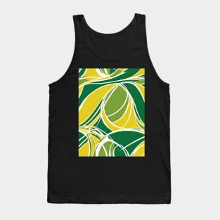 Modern Green Yellow Asymmetric Patterns And Very Expressive Abstractions Tank Top